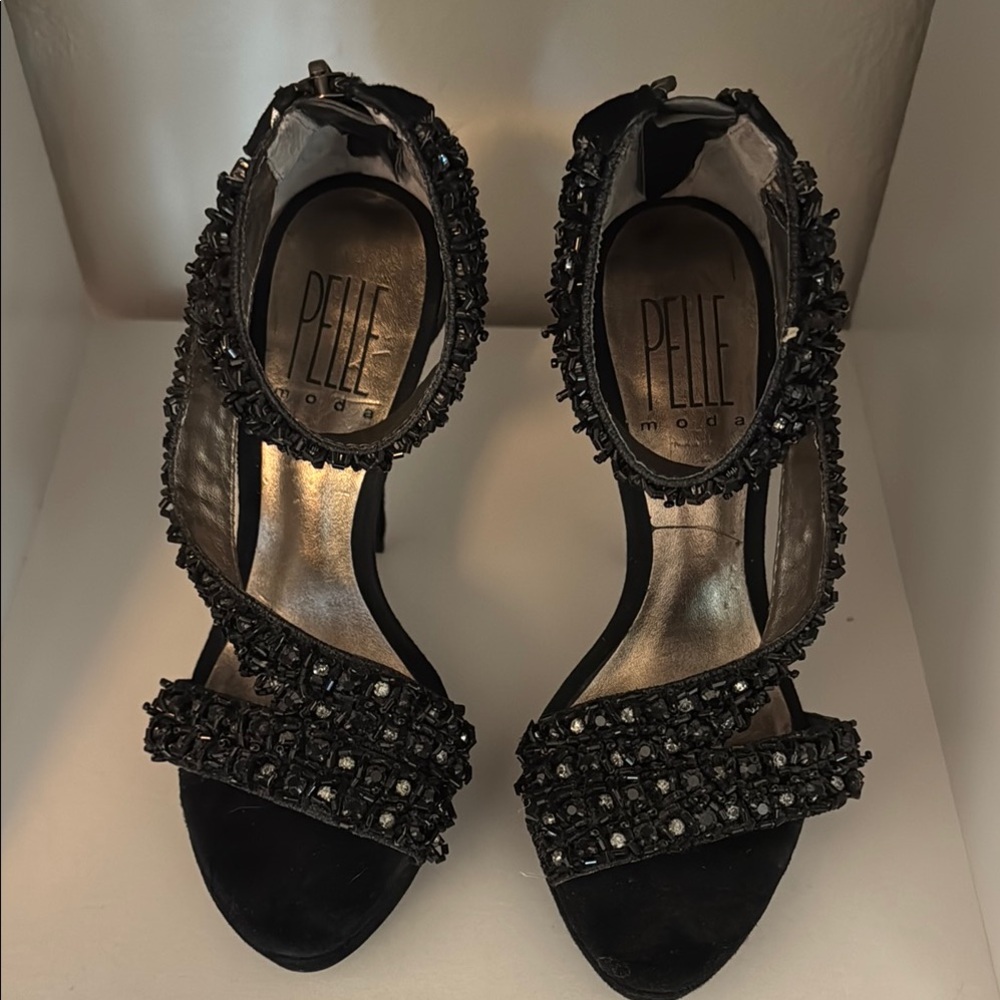 Pelle Moda Black Embellished Heels SIZE 4